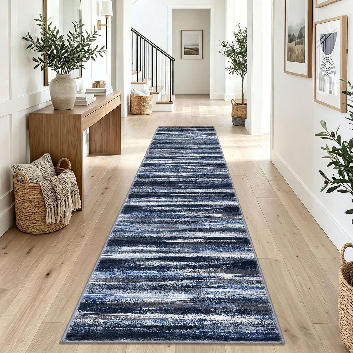 Lansny Abstract Washable 2x6 Runner Rug Non Slip Runners for Hallway