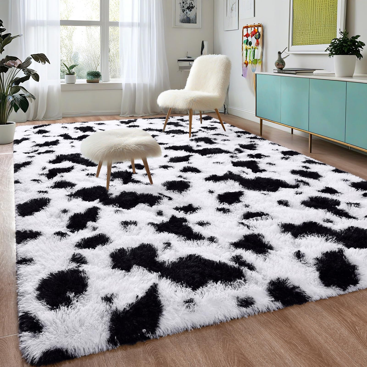 DweIke Fluffy Sage Green Runner Rugs for Bedroom, 2x6 Feet Soft Plush Long Runners for Girls Boys Kids, Non-Slip and Machine Washable Bedside Rug, Small Throw Carpet for Hallway Rooms Decor