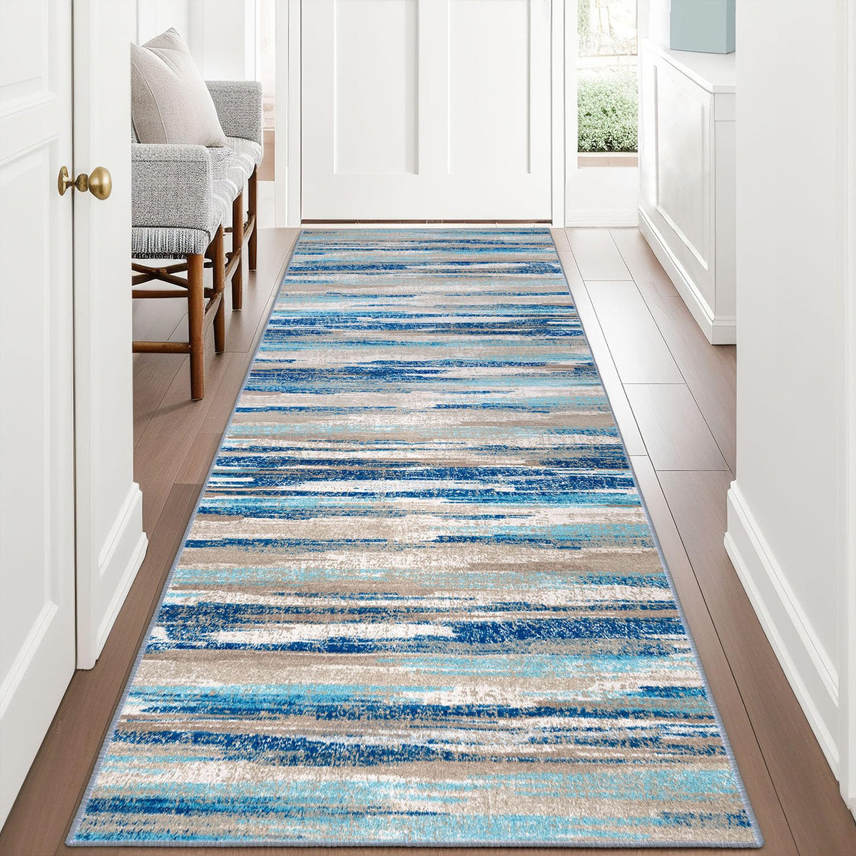Lansny Abstract Washable 2x6 Runner Rug Non Slip Runners for Hallway