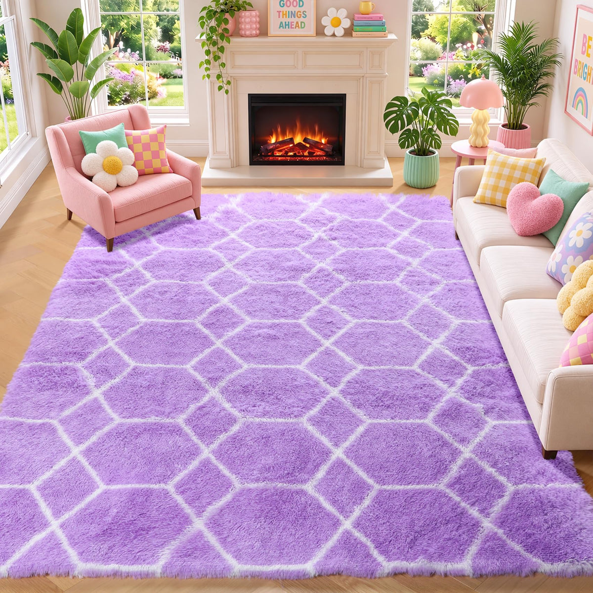 White Runner Rugs for Bedroom Living Room, Fluffy 2x6 Bedside Soft Area Rug