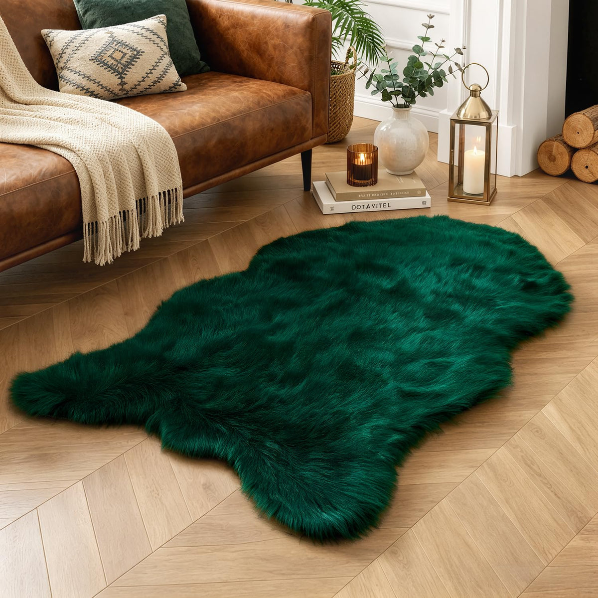 MIULEE Fluffy Area Rug 3x5 ft Faux Fur Sheepskin Rug for Bedroom White
