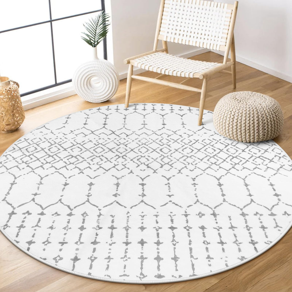 Lahome Moroccan Indoor Rugs for Entryway 2x3 Area Rug Non-Slip Backing Washable Inside Door Mats Low-Profile Throw Soft Rugs for Bathroom, Geometric Print Distressed Blue Rug for Kitchen Bedside Hana