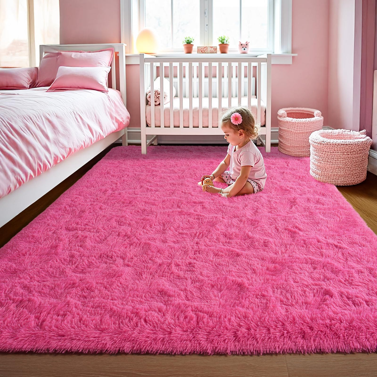 LOCHAS 2x3 Area Rugs Fluffy Living Room Carpets for Kids Bedroom, Brown