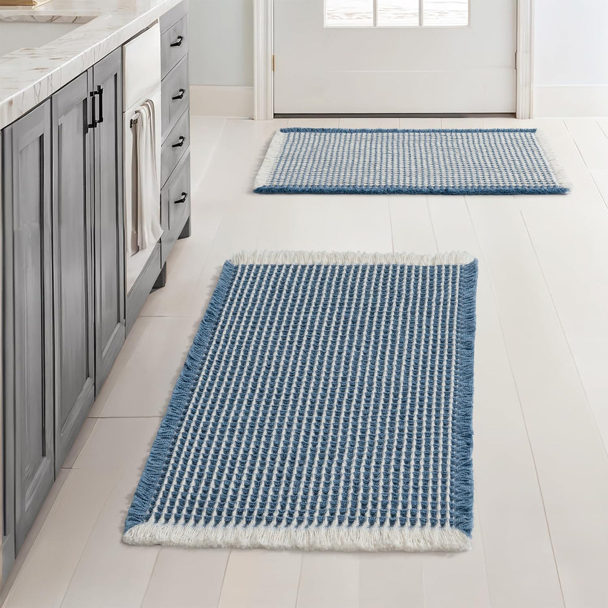MIULEE Set of 2 Waffle Bathroom Rugs Boho Bath Mat Brown 18x30 Inch