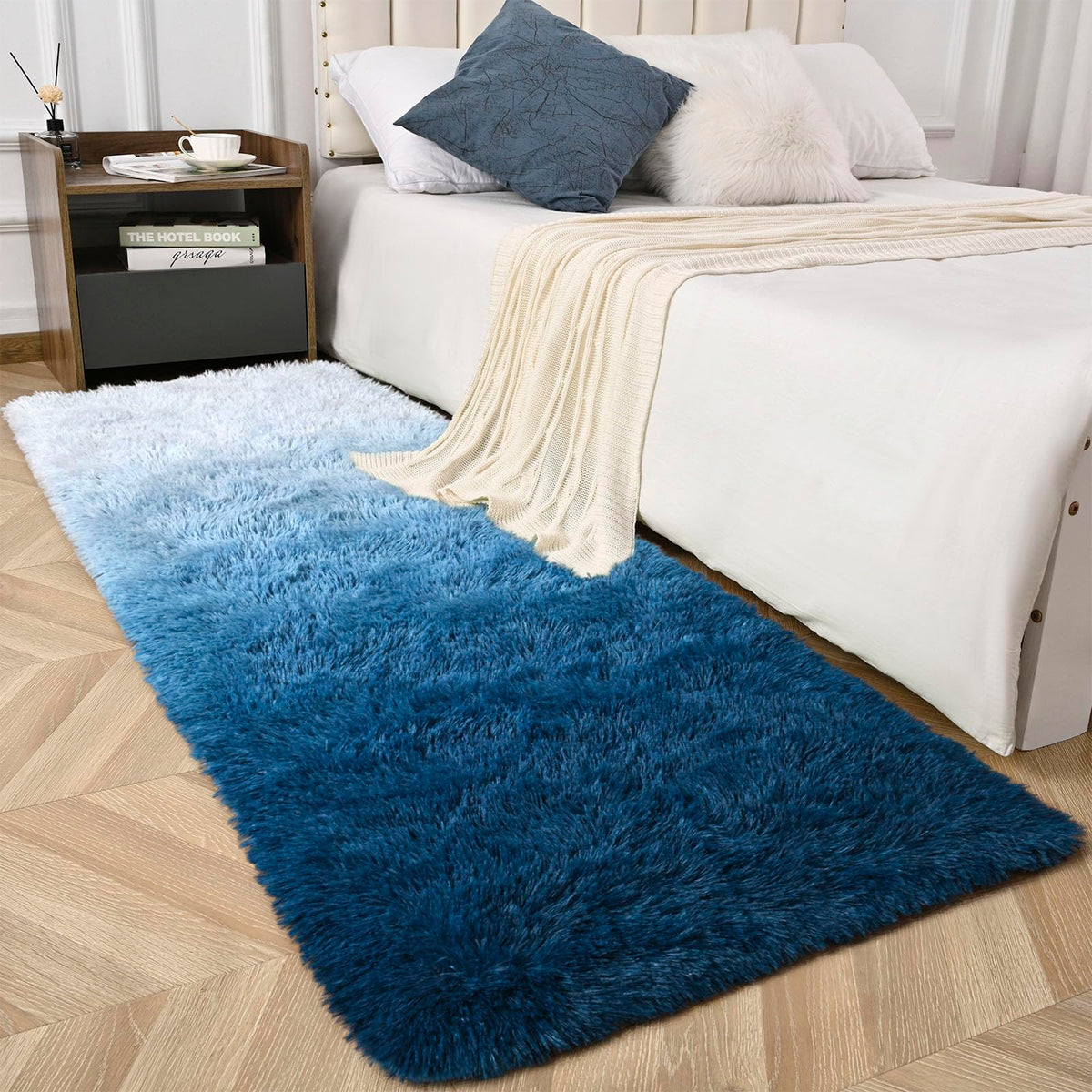 Sage Green Runner Area Rugs for Bedroom Living Room, 2x6 Feet Fluffy Bedside Rugs, Soft Shaggy Carpet Rug for Kids Room Nursery, Furry Rugs for Girls Boys Dorm Room Home Decor