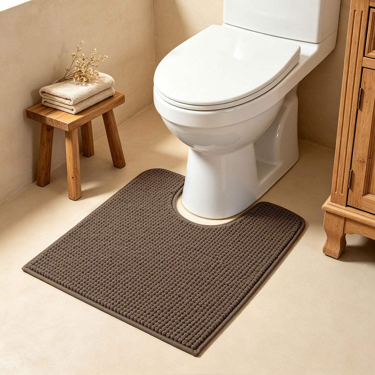 SUBRTEX Bathroom Rugs Chenille Bath Rug Soft Short Plush Bath Mat Soft Shower Mat Water Absorbent Shower Mat Quick Dry Machine Washable(White,18" x 24")