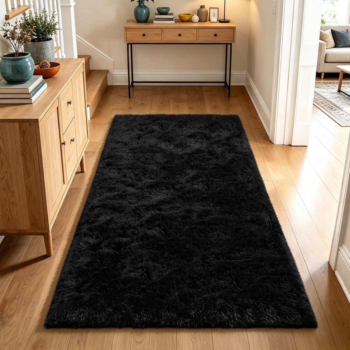 Beige 2x4 Area Rugs for Bedroom, Fluffy Shag Rug Small Rug Bedside Carpet
