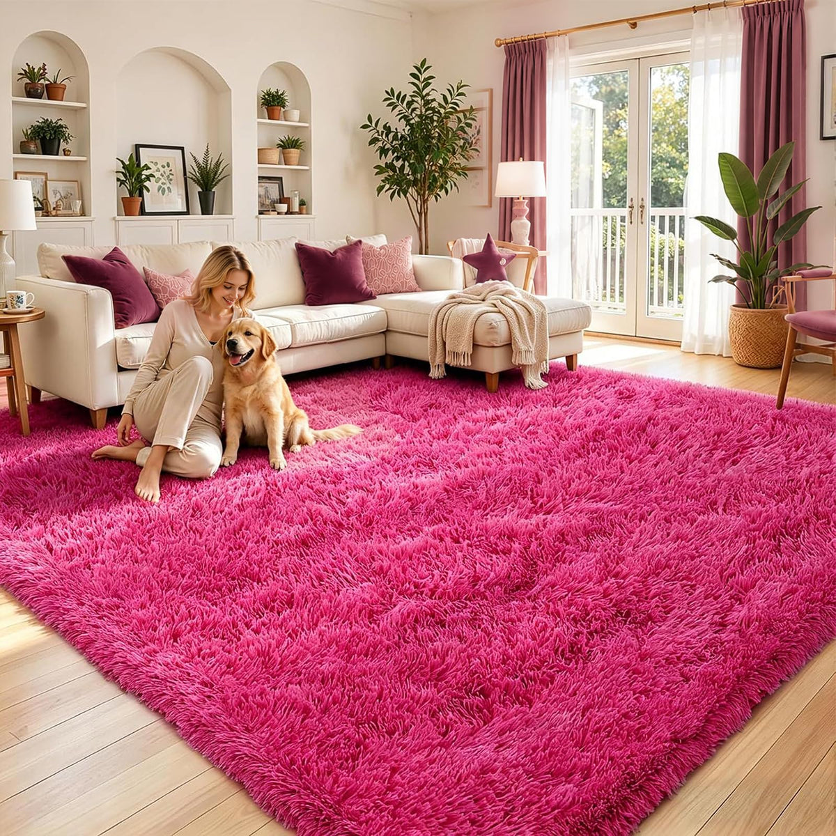 Small Shag Area Rug for Bedroom, 2x3 Cream Soft Plush Carpet