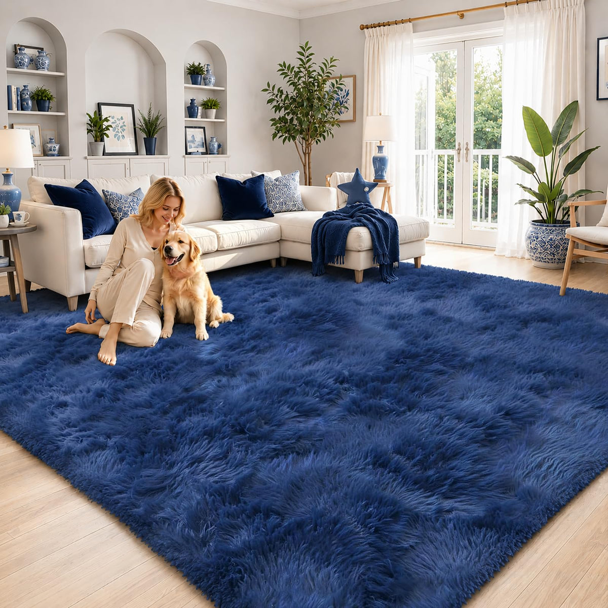 Small Shag Area Rug for Bedroom, 2x3 Cream Soft Plush Carpet