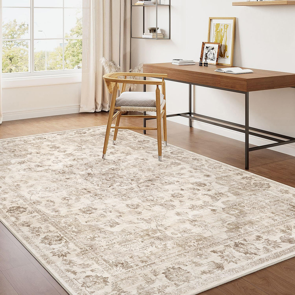 2x3 Beige Neutral Area Rug