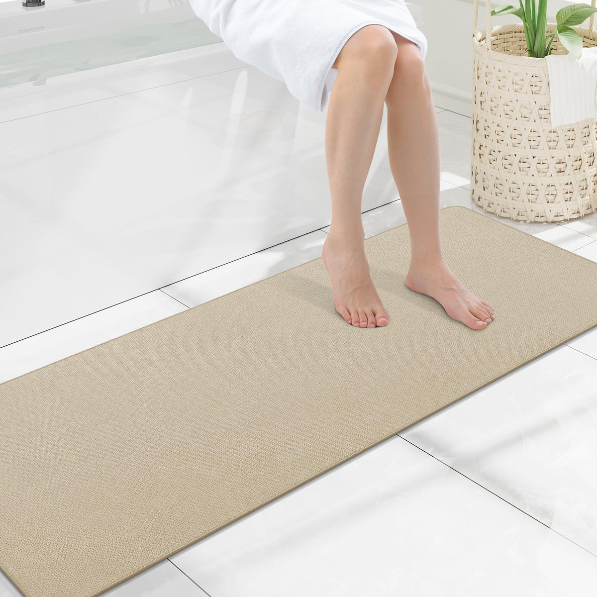 Smiry Ultra Thin Bath Mat 30X20, Non Slip Rubber Washable Bathroom Rugs