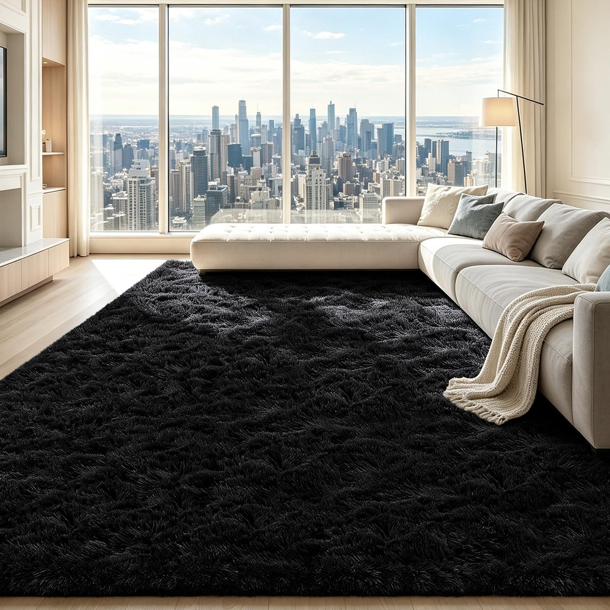 Beige 2x4 Area Rugs for Bedroom, Fluffy Shag Rug Small Rug Bedside Carpet