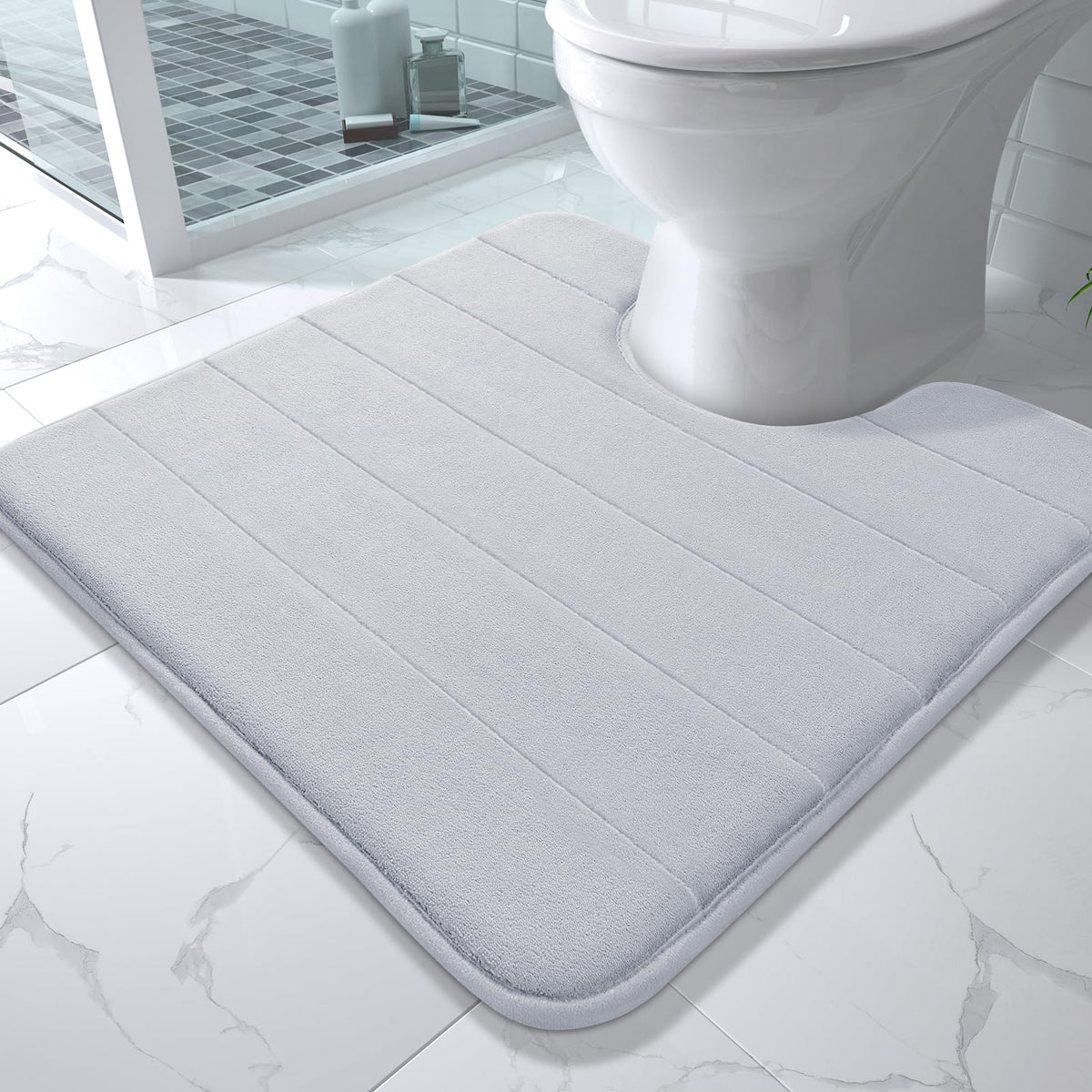 Yimobra Memory Foam Bath Mat, Super Soft & Absorbent Bathroom Rug, Grey