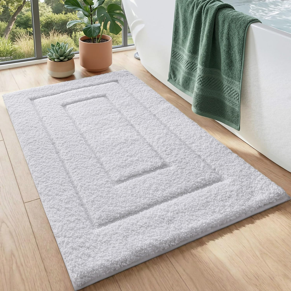 DEXI Bathroom Rugs 36x24, Non-Slip Bath Mat Soft Absorbent, Beige
