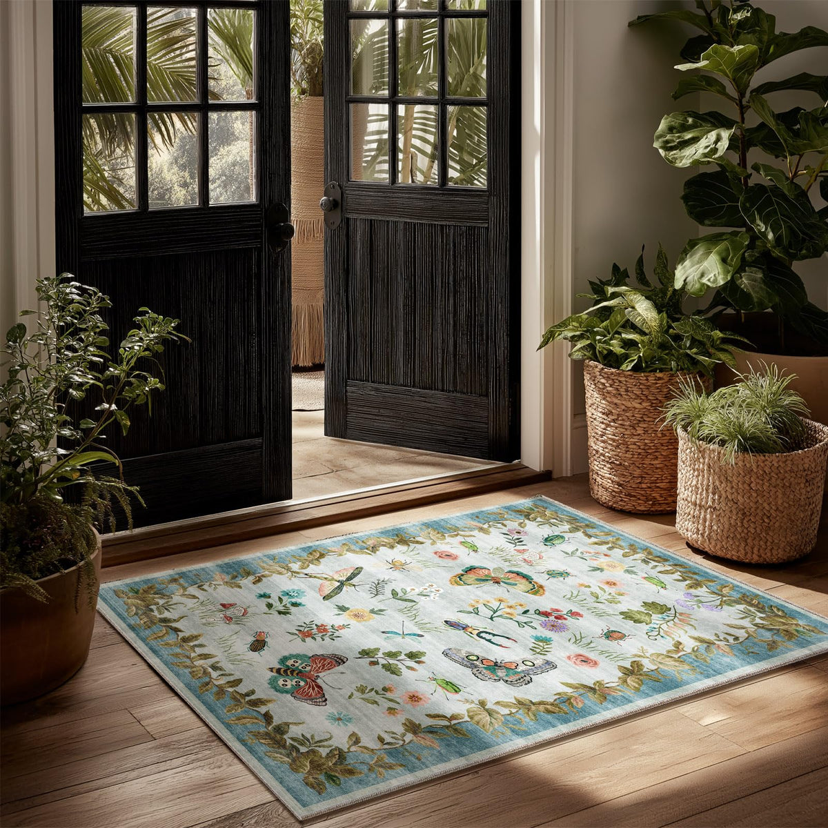 Machine Washable Small Rugs for Entryway: Door Mat Indoor Entrance 2x3 Throw Rug Non-Slip Low Pile Soft Kitchen Rugs for Front Door Indoor Entrance Entry Bedside Kids Room