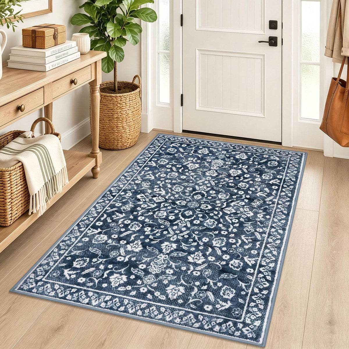 Vintage Washable Entryway Rug 2x3 Small Area Rug Non Slip Door Mat