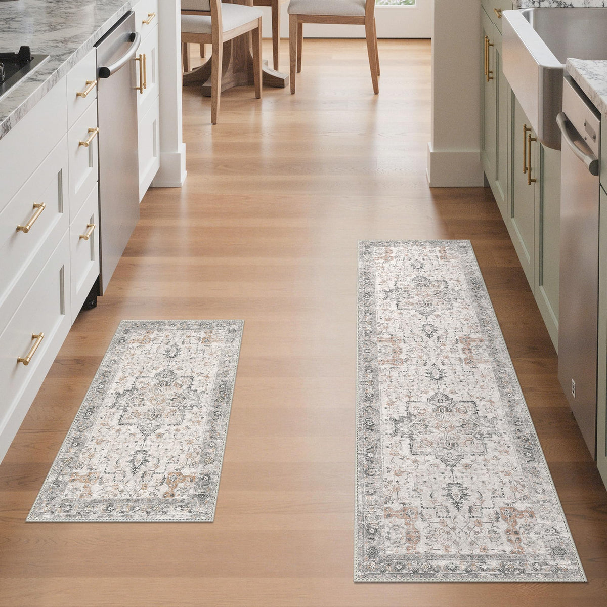 GENIMO 2x5 Washable Runner Rug Non Slip for Hallway, Light Taupe Brown