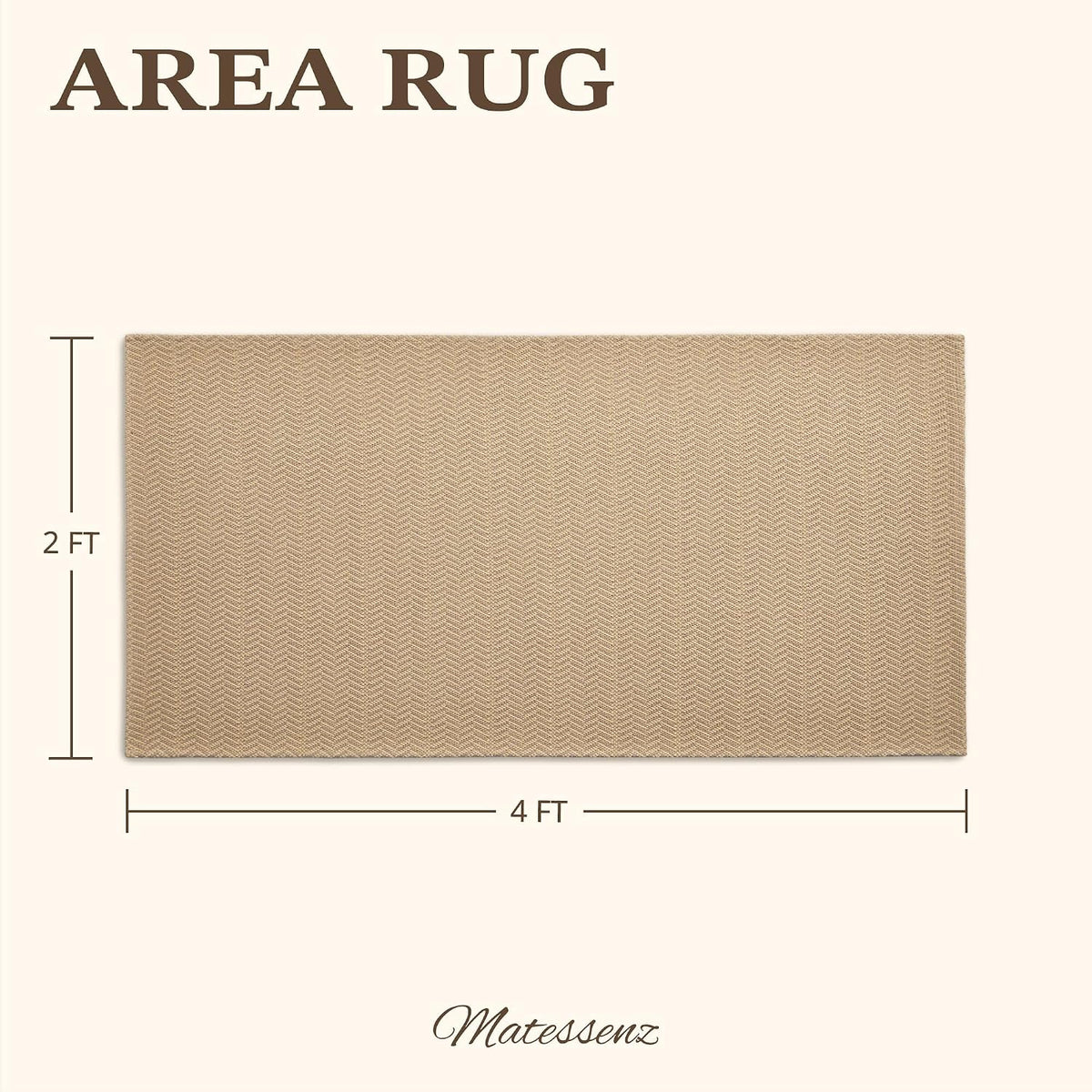 MatEssenz 2x4 ft Faux Linen Accent Rug, Washable Woven Textured Small Area Carpet for Bedside Porch, Slip Resistant Gel Backing Indoor Floor Mat for Bedroom Dorm, Khaki