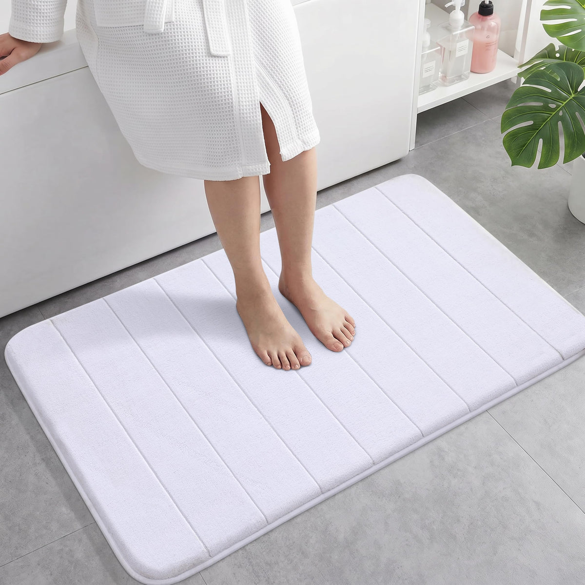 Yimobra Memory Foam Bath Mat, Super Soft & Absorbent Bathroom Rug, Grey