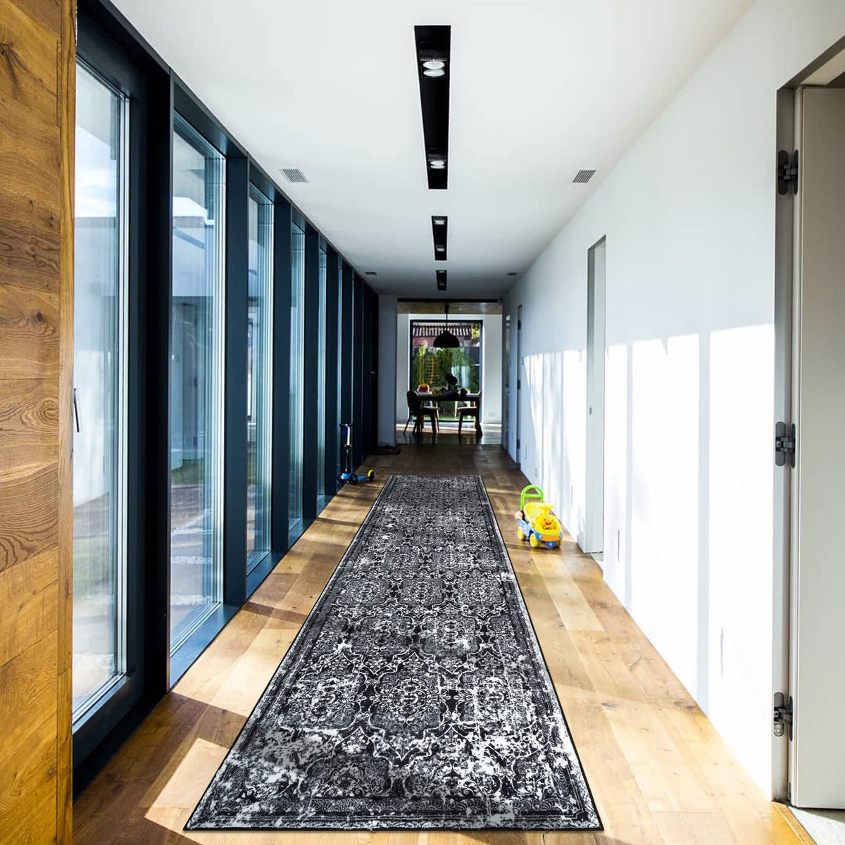 Vaukki Hallway Runner 2x6 ft, Grey Vintage Shaggy Soft Kitchen Rug