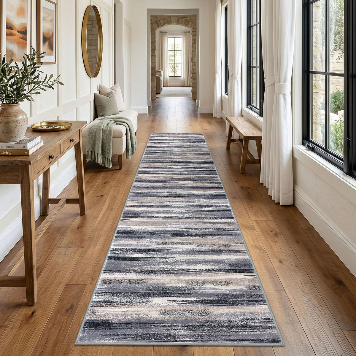 Lansny Abstract 2x3 Area Rug Small Washable Entryway Rug Non Slip Door Mat