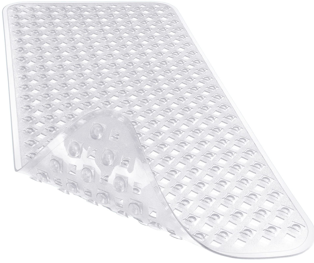 Yimobra Bathtub Mat Non Slip, 35"X16" Shower Mat with Strong Suction Cups & Drain Holes, Long Anti Slip Bath Tub Mat for Inside Shower, Machine Washable Fast Drying, Bathroom Essentials, Clear Blue
