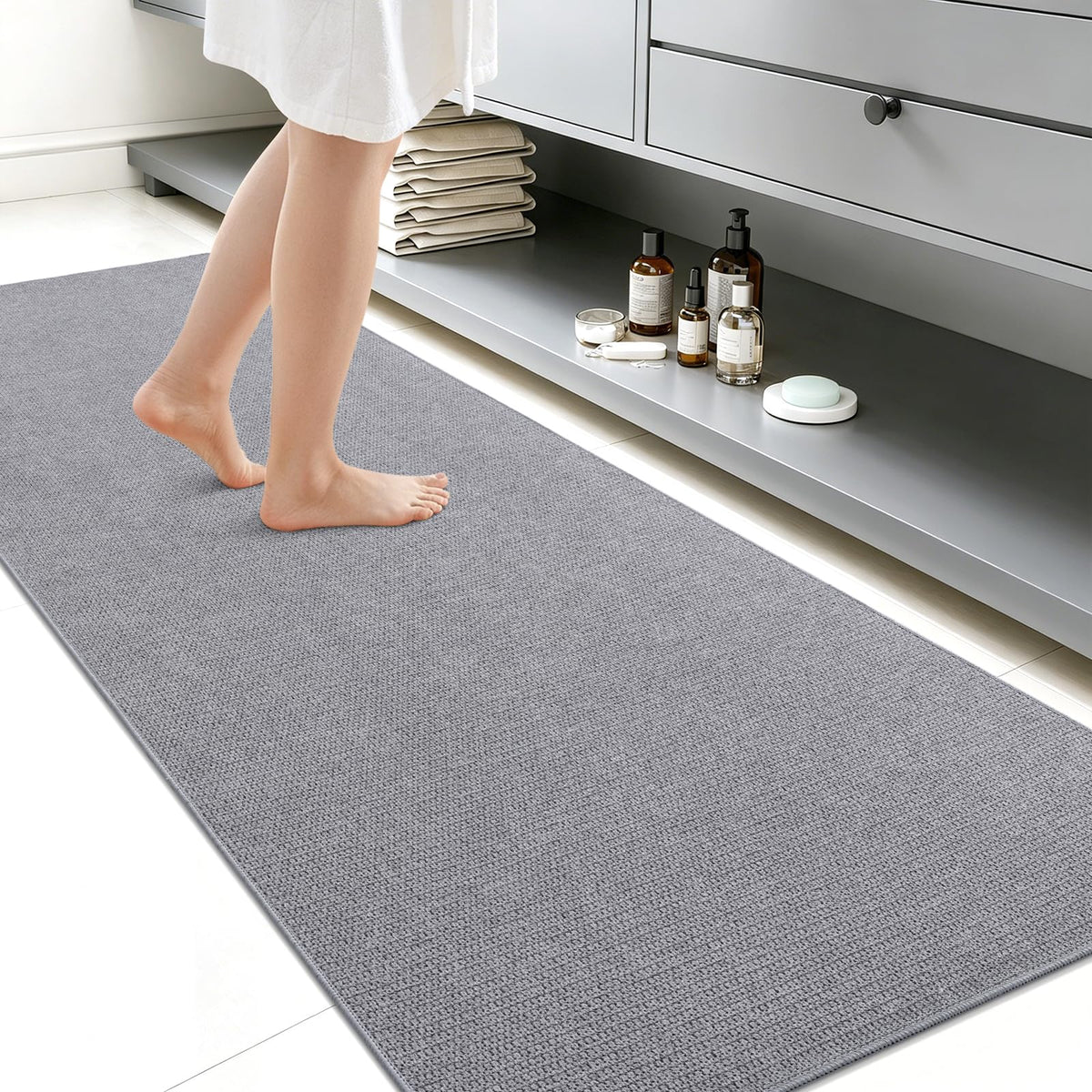 Smiry Ultra Thin Bath Mat 30X20, Non Slip Rubber Washable Bathroom Rugs