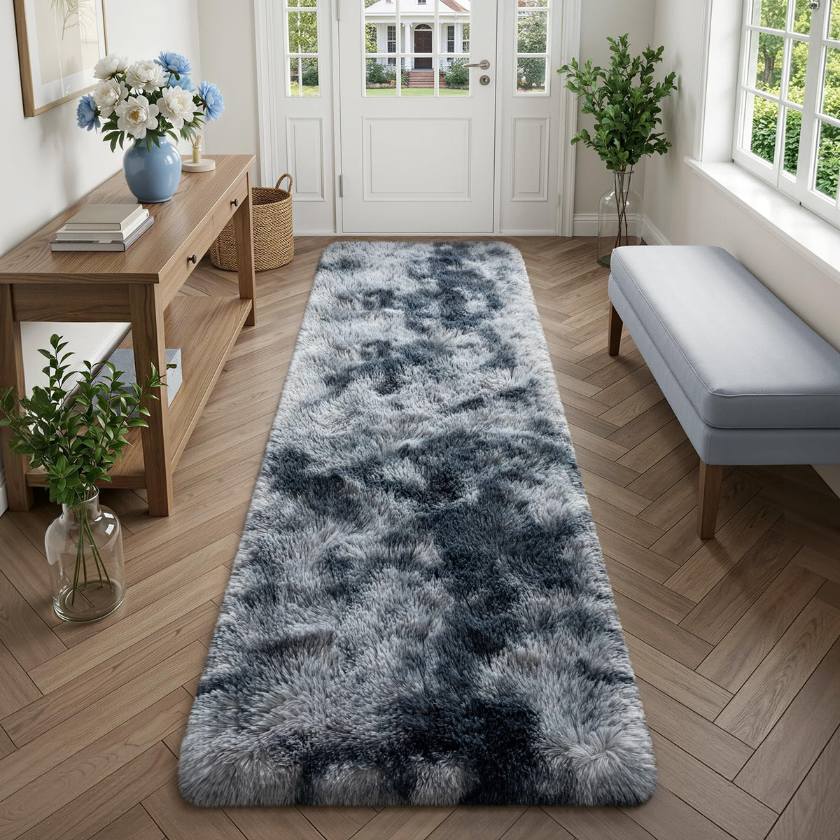Deerhoo Runner Rugs 2x6 for Hallways Bedroom, Light Grey