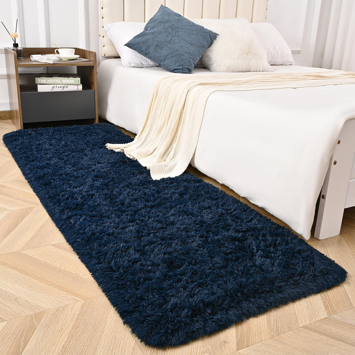 Sage Green Runner Area Rugs for Bedroom Living Room, 2x6 Feet Fluffy Bedside Rugs, Soft Shaggy Carpet Rug for Kids Room Nursery, Furry Rugs for Girls Boys Dorm Room Home Decor