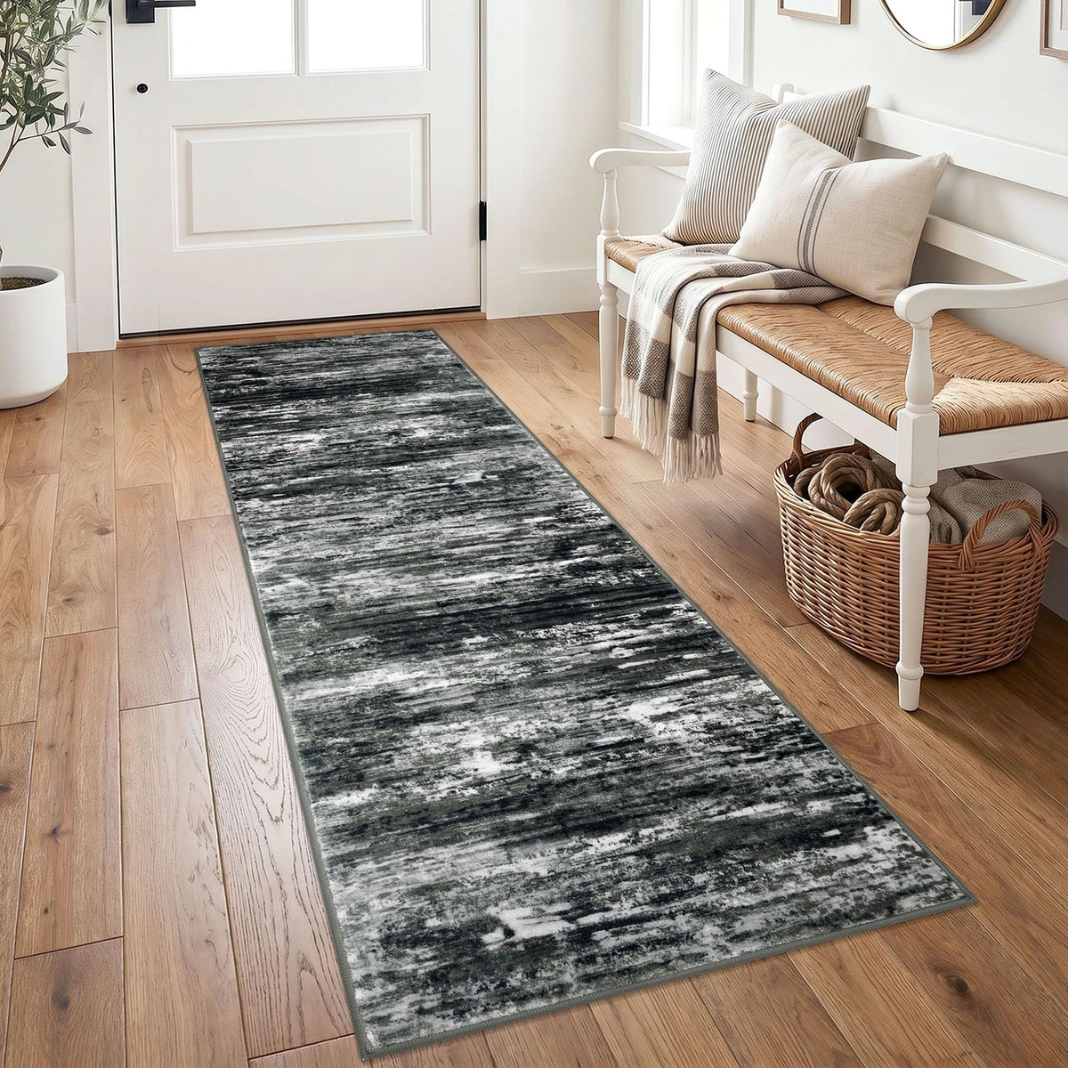KOZYFLY Abstract Entryway Rug 2x3 Washable Door Mat Indoor Blue Beige