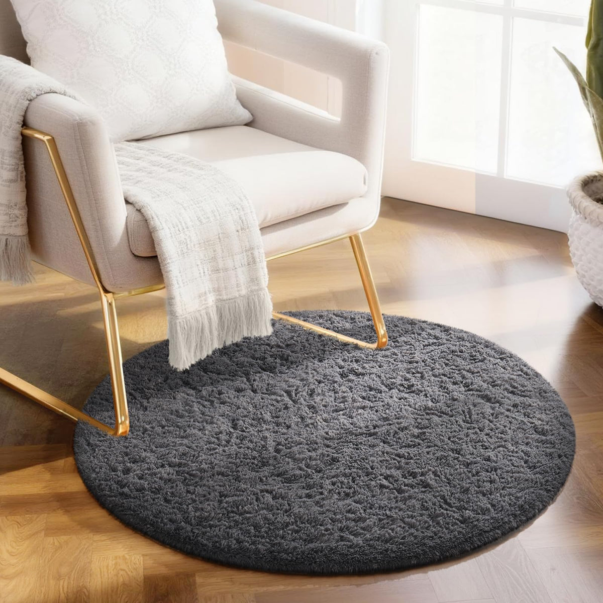 Ophanie Small Rug Upgrade Non Slip Throw Bedside Area Rugs, Fluffy Soft Grey Mini Bedroom Carpet, Affordable Door Entryway Indoor Inside Front Entrance Dog 2x3 Mat, Home Decor Aesthetic, Nursery