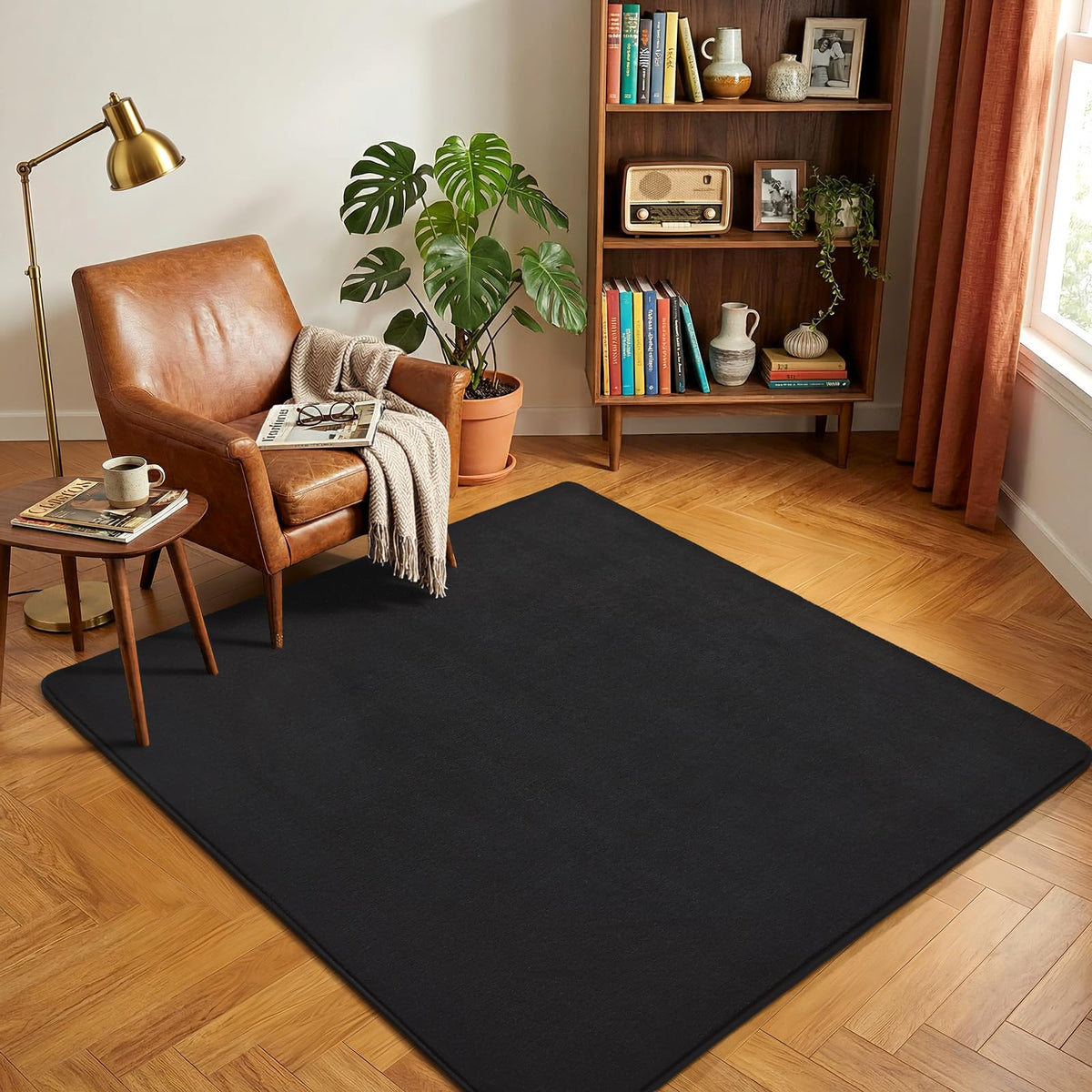 Amearea Modern Soft Hallway Runner Rug, 2x6 Feet Black Washable Runner Rugs