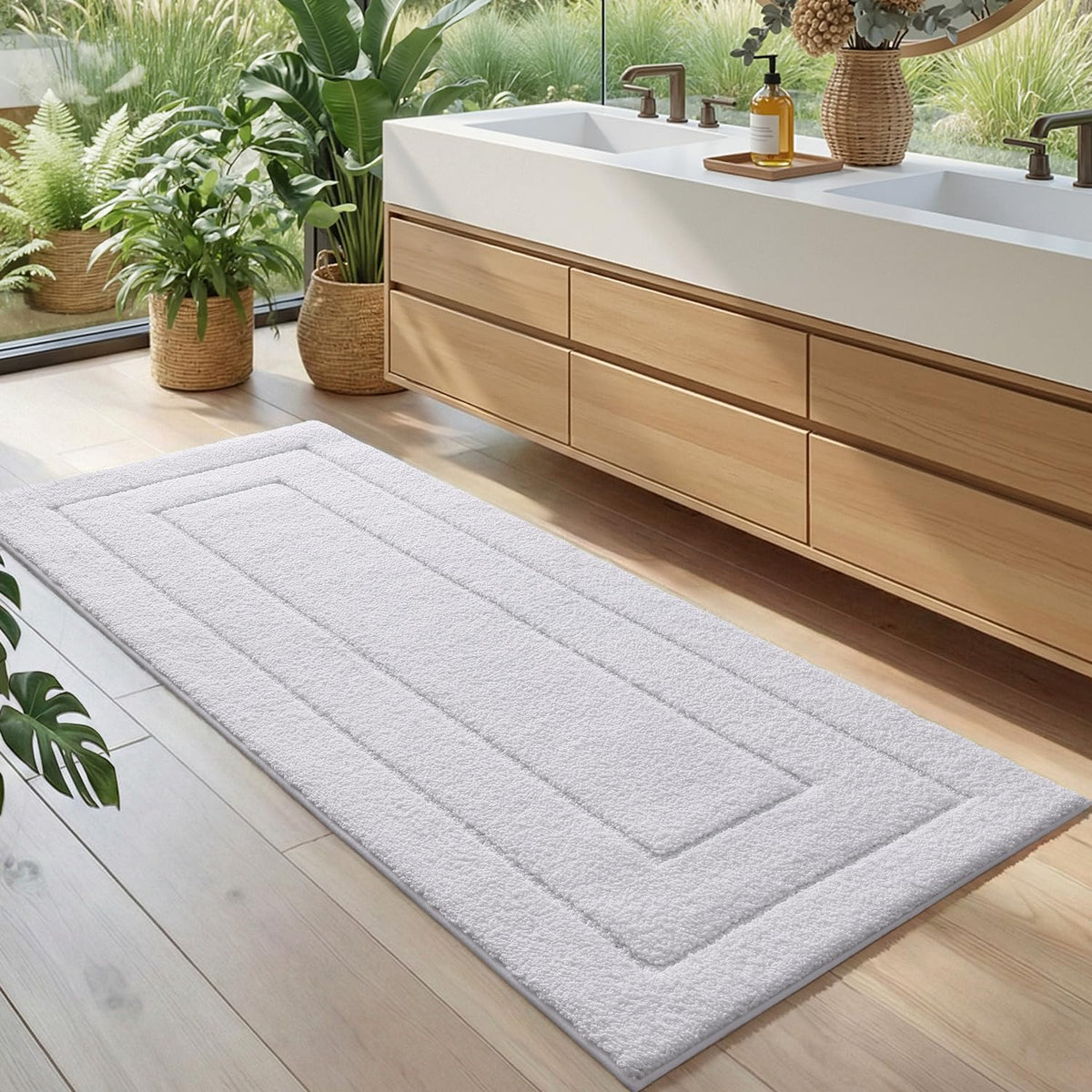 DEXI Bathroom Rugs 36x24, Non-Slip Bath Mat Soft Absorbent, Beige