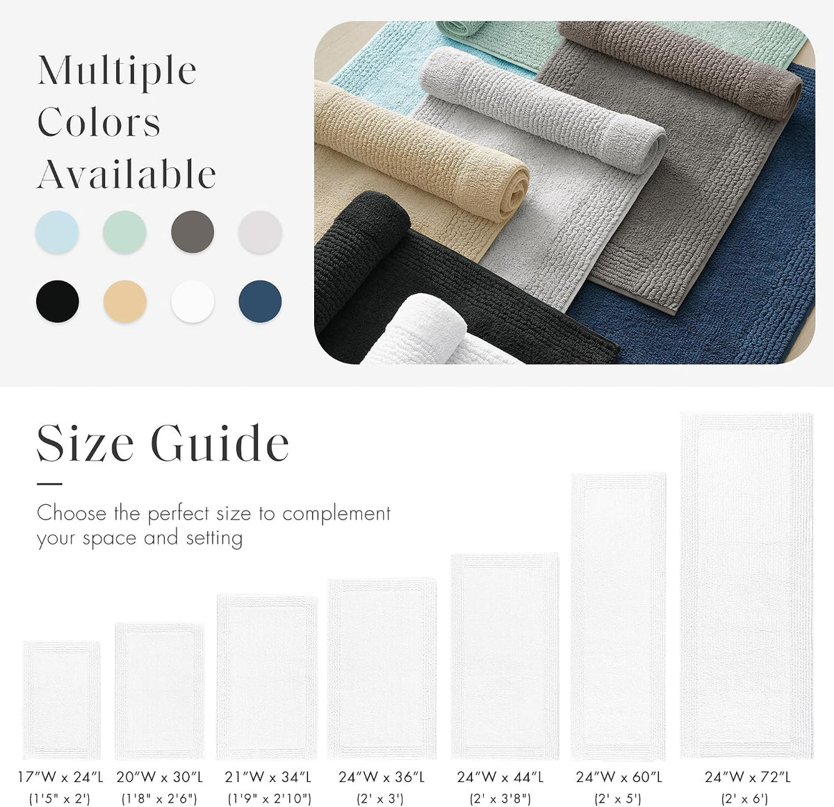 Madison Park Splendor Reversible 100% Cotton Bath Rug, 21 x 34, White