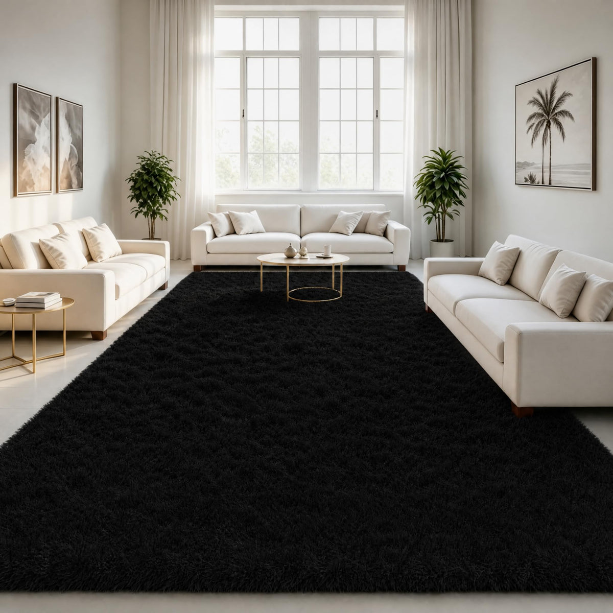 LOCHAS 2x3 Area Rugs Fluffy Living Room Carpets for Kids Bedroom, Brown
