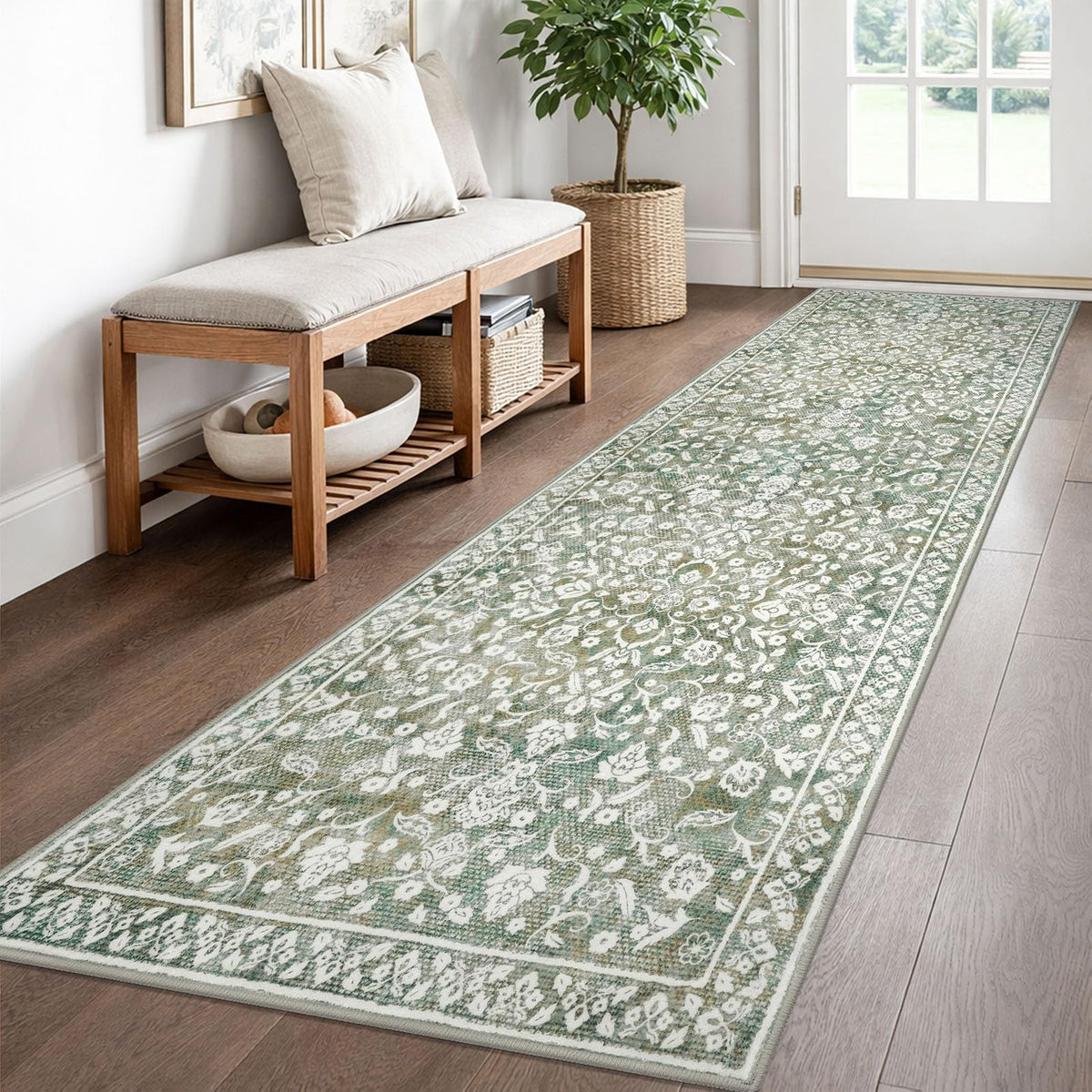Vintage Washable Entryway Rug 2x3 Small Area Rug Non Slip Door Mat