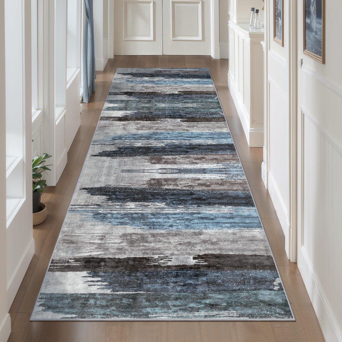 Ciicool Washable Area Rug 2x3 Entryway Rug, Modern Abstract Entry Mat Navy