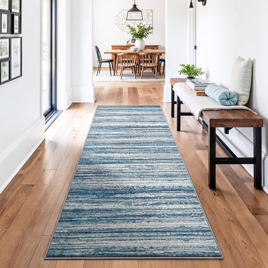 Chicrug 2x6 Blue Washable Runner Rug for Hallway Kitchen Entryway Non Slip