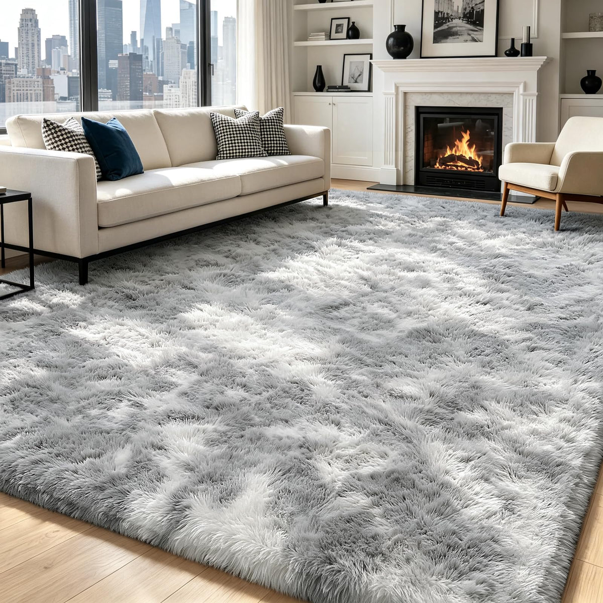 Beige 2x4 Area Rugs for Bedroom, Fluffy Shag Rug Small Rug Bedside Carpet
