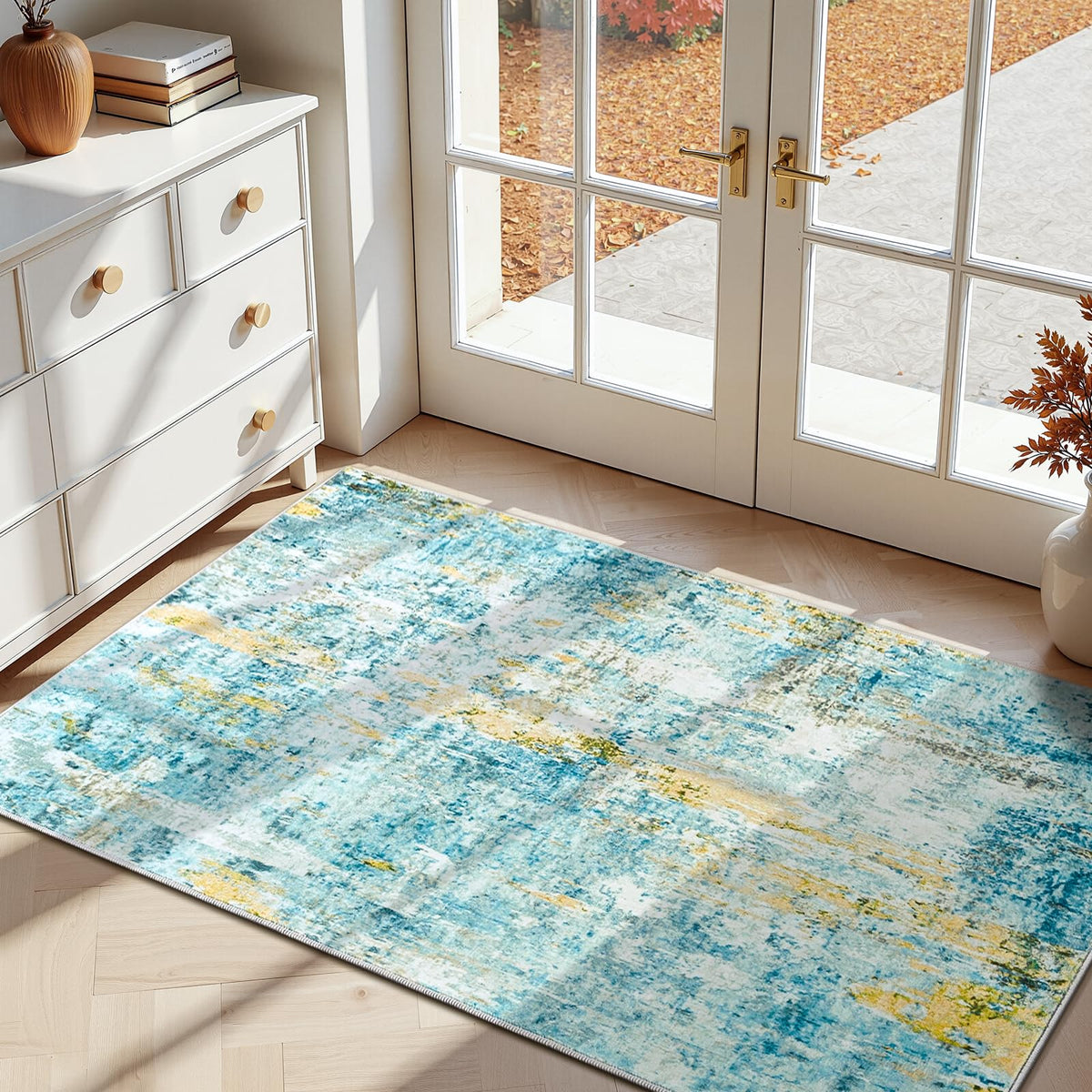 Ompaa 2x6 Rug Runners for Hallways Kitchen Runner Rug Non Slip Washable Grey Long Runner Rugs with Rubber Backing Soft Abstract Carpet Runner for Hallways, Kitchen, Bedroom, Bathroom, Entryway