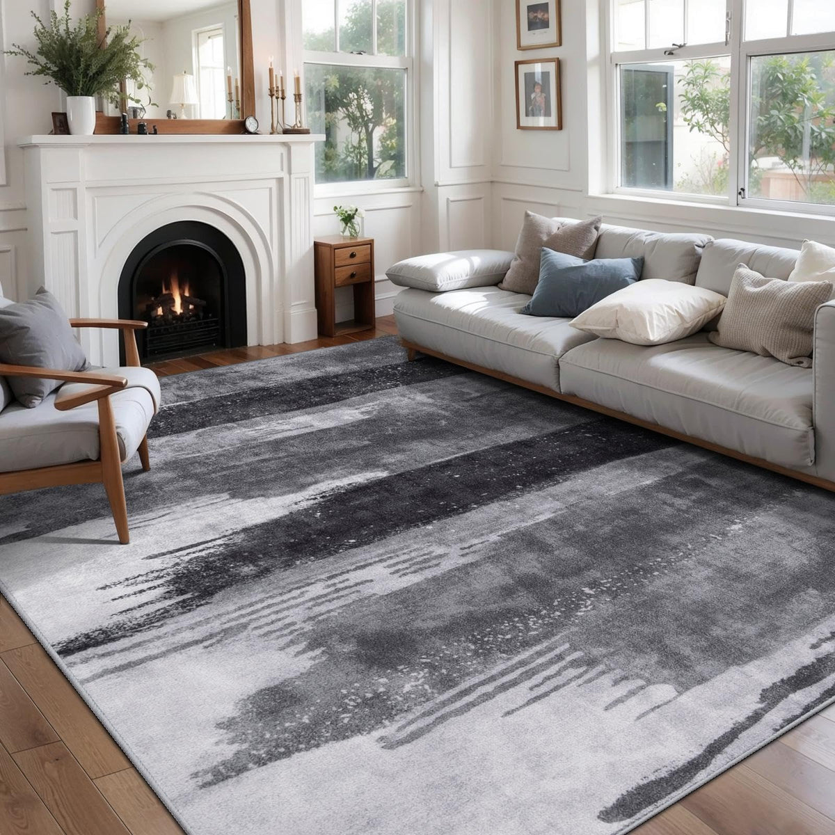 Ciicool Washable Area Rug 2x3 Entryway Rug, Modern Abstract Entry Mat Navy