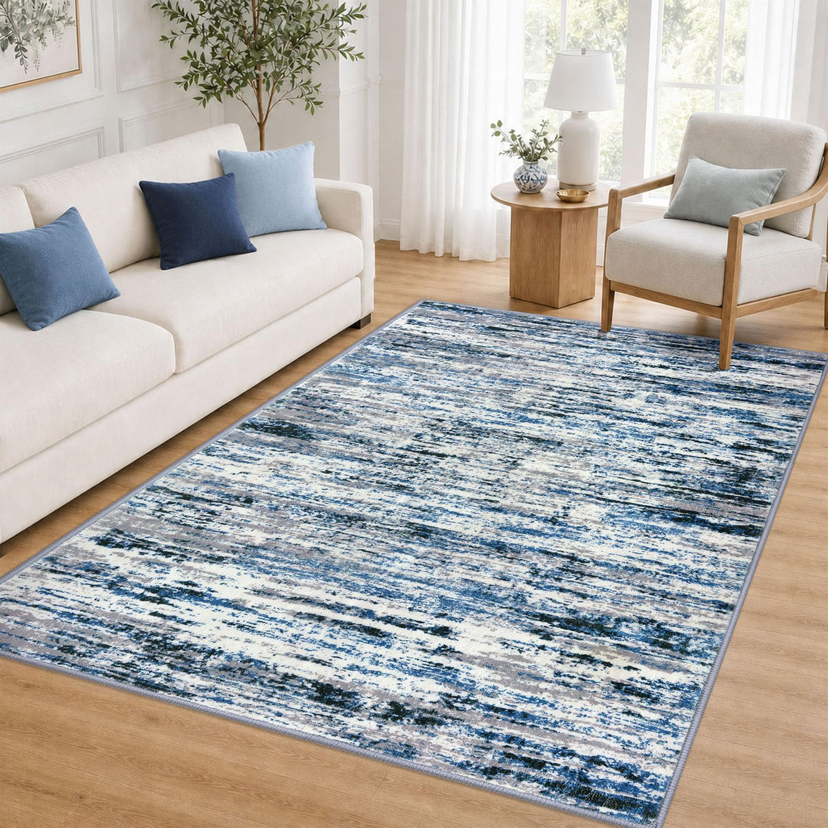 Lansny Abstract Washable 2x6 Runner Rug Non Slip Runners for Hallway