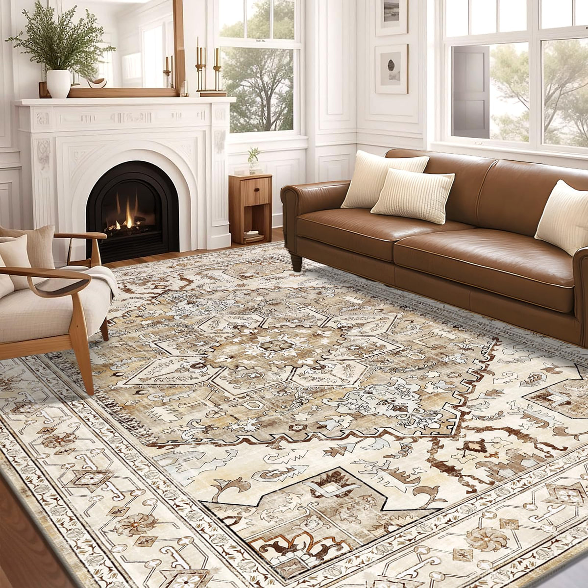 Yamaziot Washable Runner Rug, 2x8 Non-Slip Boho Vintage Hallway Kitchen Rug