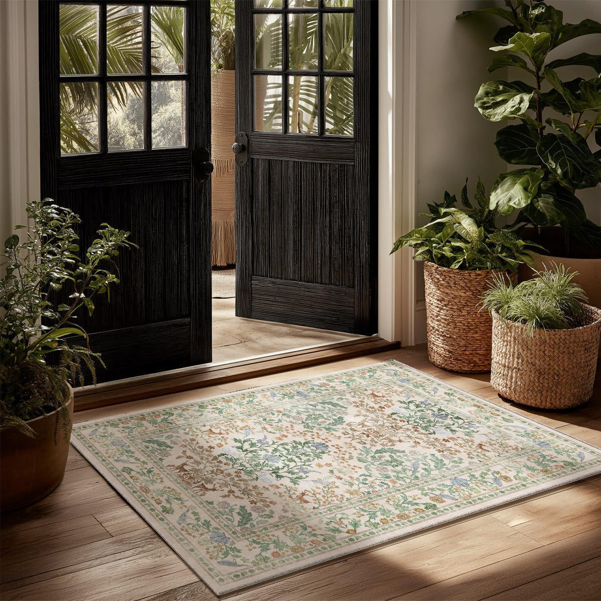 Machine Washable Small Rugs for Entryway: Door Mat Indoor Entrance 2x3 Throw Rug Non-Slip Low Pile Soft Kitchen Rugs for Front Door Indoor Entrance Entry Bedside Kids Room