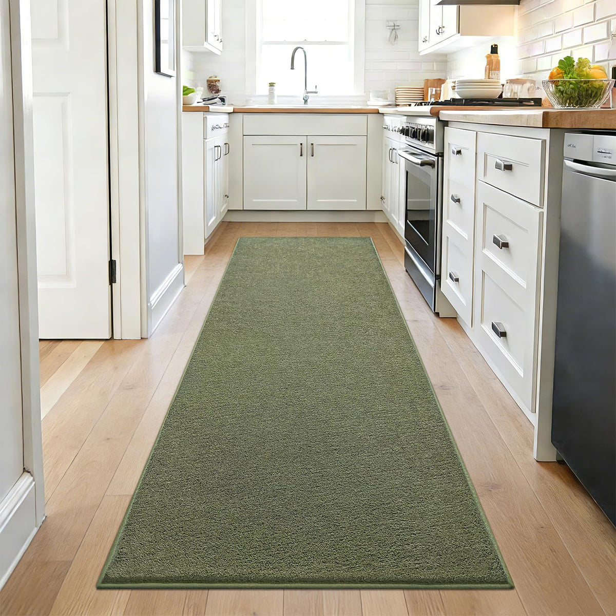 ISEAU 2x6 Soft Runner Rug for Hallway, Washable and Non-Slip, Black