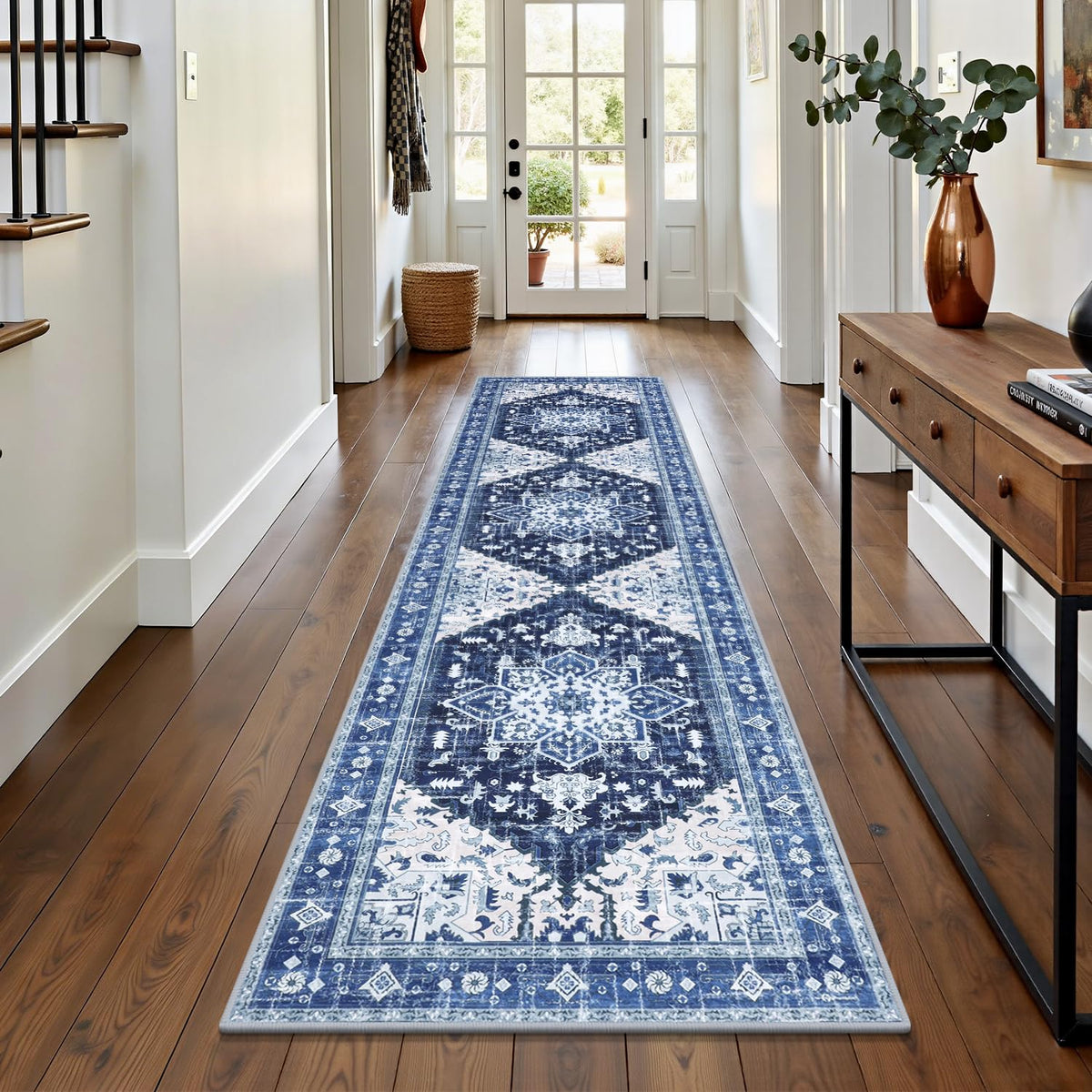 Yamaziot Washable Runner Rug, 2x8 Non-Slip Boho Vintage Hallway Kitchen Rug