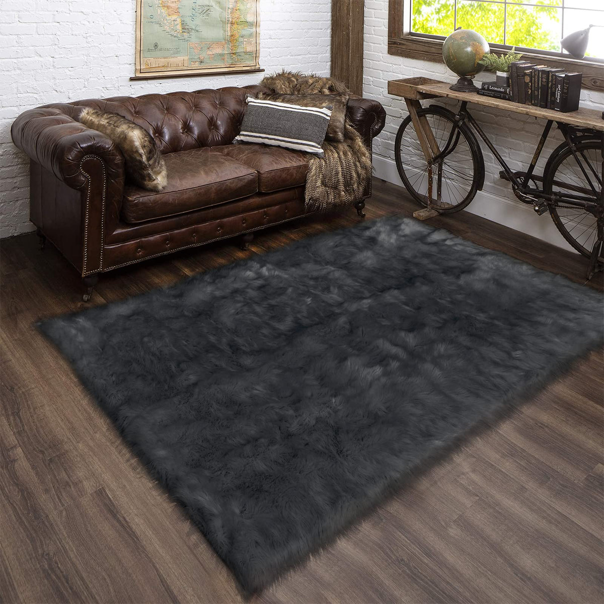 Latepis White Sheepskin Rug 2x3 Faux Fur Sheepskin Rug for Living Room Fluffy Washable Rugs for Bedroom Luxury Room Decor Furry Rugs Rectangle