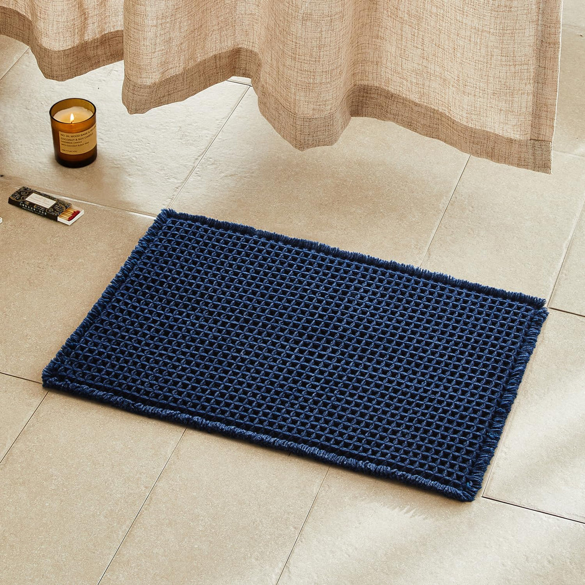 TYUU Waffle Bath Mat, Boho Bathroom Rugs Non Slip Washable, 30x20 Khaki