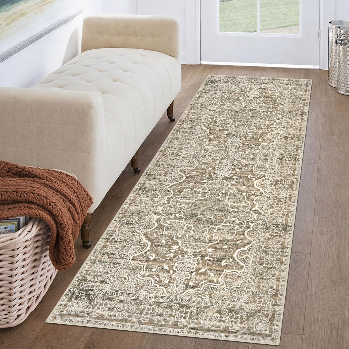 KUTA Entryway Rugs Indoor Washable Small Area Rug 2x3 Blue Entrance Carpet