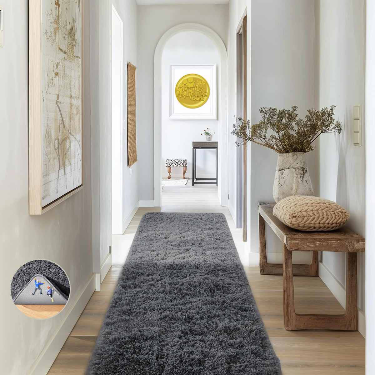 Ophanie Small Rug Upgrade Non Slip Throw Bedside Area Rugs, Fluffy Soft Grey Mini Bedroom Carpet, Affordable Door Entryway Indoor Inside Front Entrance Dog 2x3 Mat, Home Decor Aesthetic, Nursery